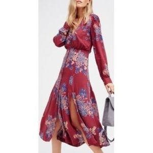 Free People Size 2 Miranda Floral Print Midi Dress